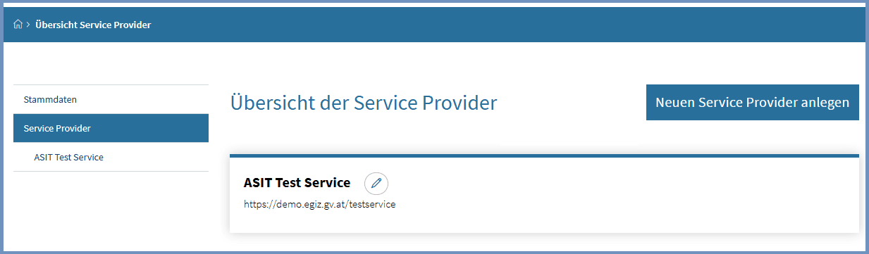 Übersicht Service Provider