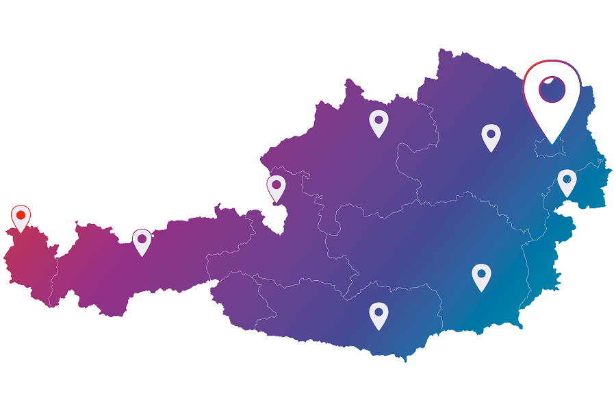 Österreich mit den Stationen der ID Austria Servicetour 2025