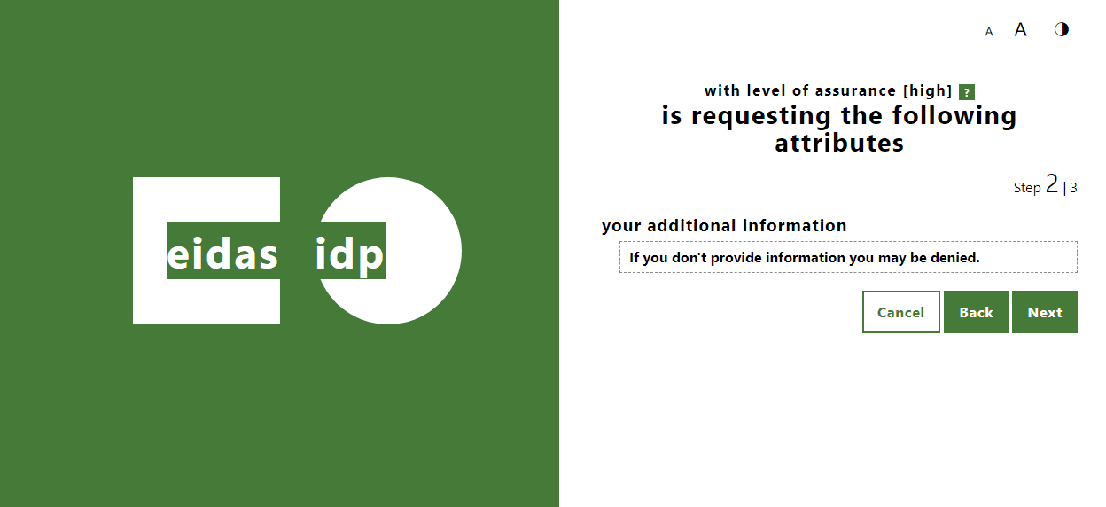 Schritt 2: Anmeldung Test-Land (Screenshot)