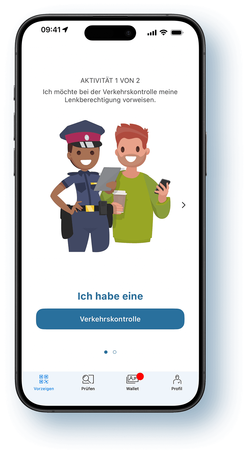 Smartphone mit Screen zu Verkehrskontrolle in der App eAusweise