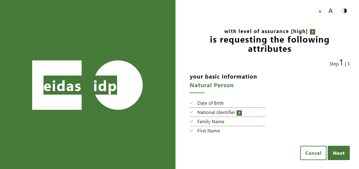 Schritt 2: Anmeldung Test-Land (Screenshot)