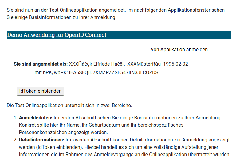 Schritt 5: Anmeldung erfolgreich (Screenshot)