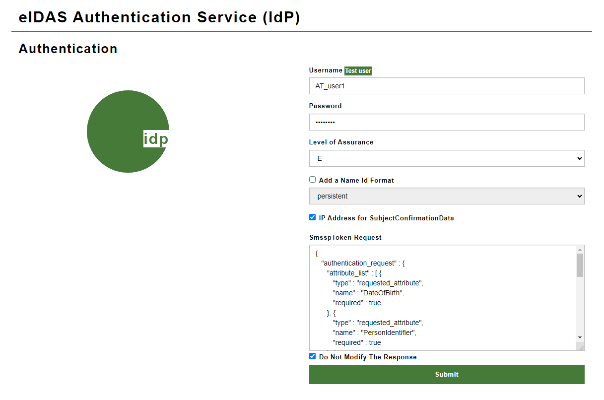 Schritt 3: Anmeldung Test-Land (Screenshot)
